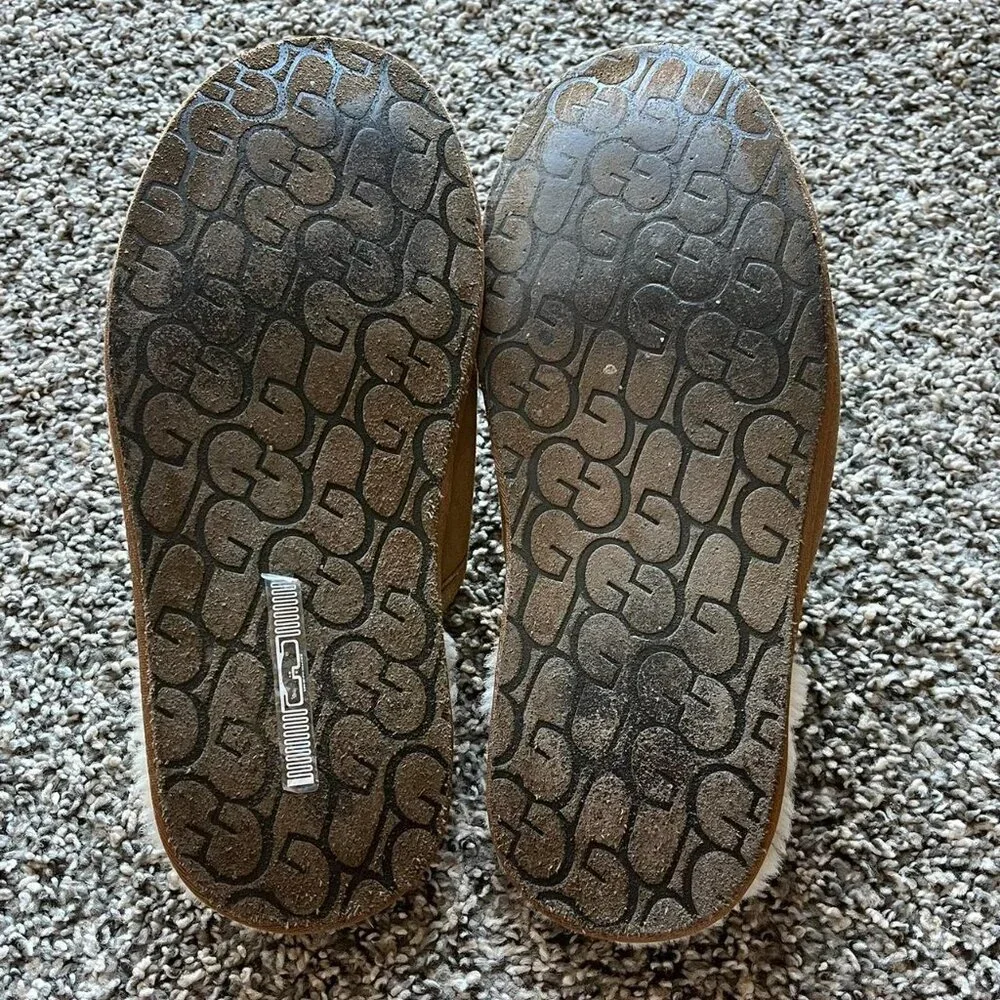 UGG Scuff Men 12 Suede Chestnut Slippers Sheepskin Slip-ons Normcore Preppy - Picture 6 of 7